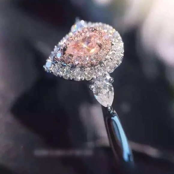 Pink AAA CZ Engagement Ring - Picture 3 of 5